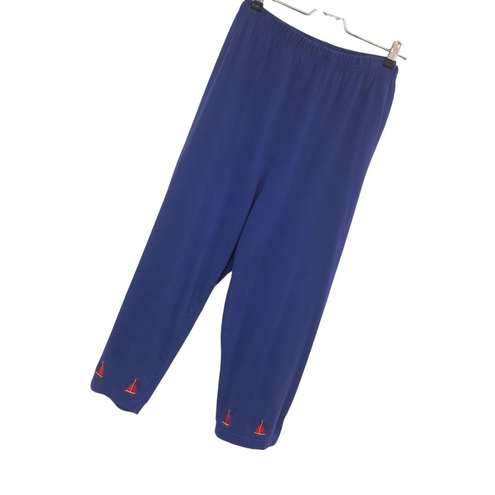 Quacker Factory Nautical Embroidered Capri Pants Womens 2X Casual Beach Coastal
